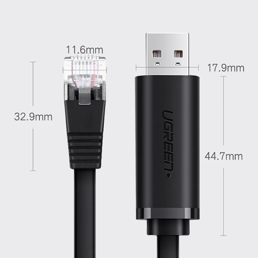 UGREEN USB-A to RJ45 Console Cable 1.5m Black UG-50773