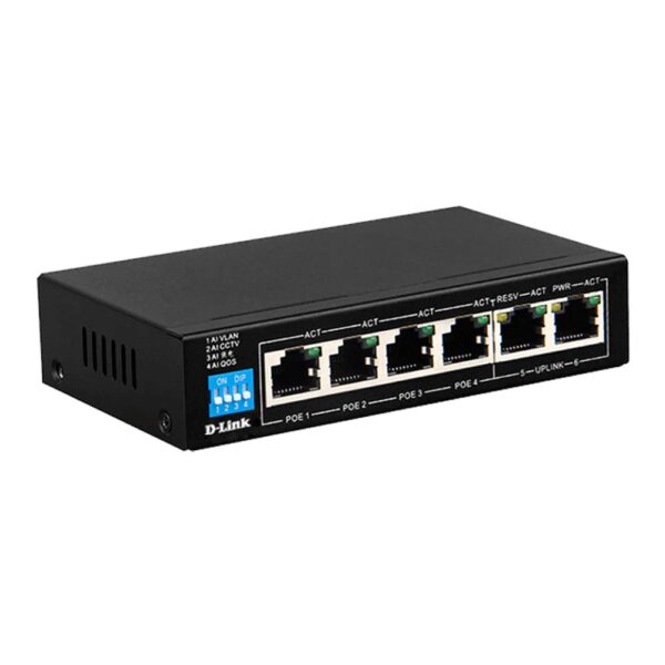 D-Link DGS-F1006P-E 250M 6-Port 1000Mbps Switch with 4 PoE Ports and 2 Uplink Ports switch