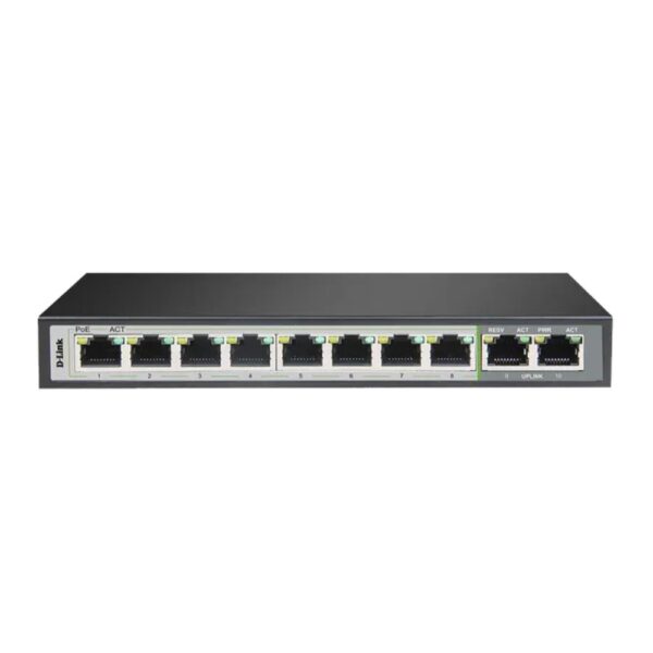 D-Link DGS-F1010P-E 250M 10-Port 1000Mbps Switch with 8 PoE ports & 2 Uplink Ports