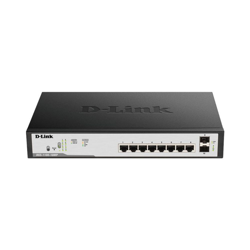 D-Link 8-Port PoE Gigabit Smart Managed Switch + 2 SFP Ports – DGS-F1100-10PS