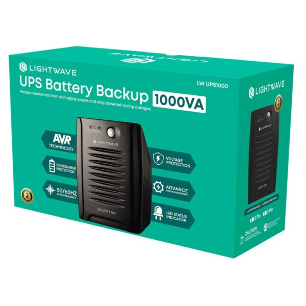 Lightwave 3pin 1000VA Line Interactive UPS