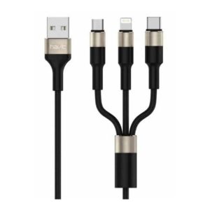 Havit H691 3-In-1 Black and Golden Charging cables