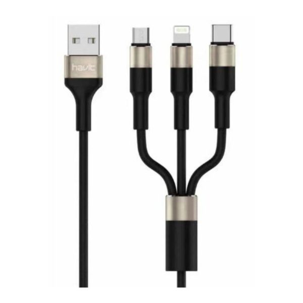 Havit H691 3-In-1 Black and Golden Charging cables