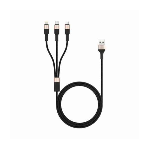 Havit H691 Black+ Golden Mobile series-USB 3 in 1 cable