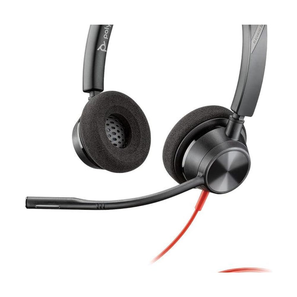 Poly Blackwire 3320 Wired Stereo Microsoft Teams Certified USB-C Headset with Noise-Cancelling Microphones + USB-C/A Adapter (8X220AA)