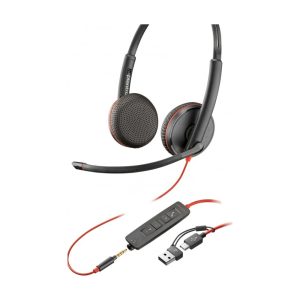 Poly Blackwire 3225 Wired Stereo USB-C Headset with Noise-Cancelling Microphones + 3.5mm Plug + USB-C/A Adapter (8X229AA)